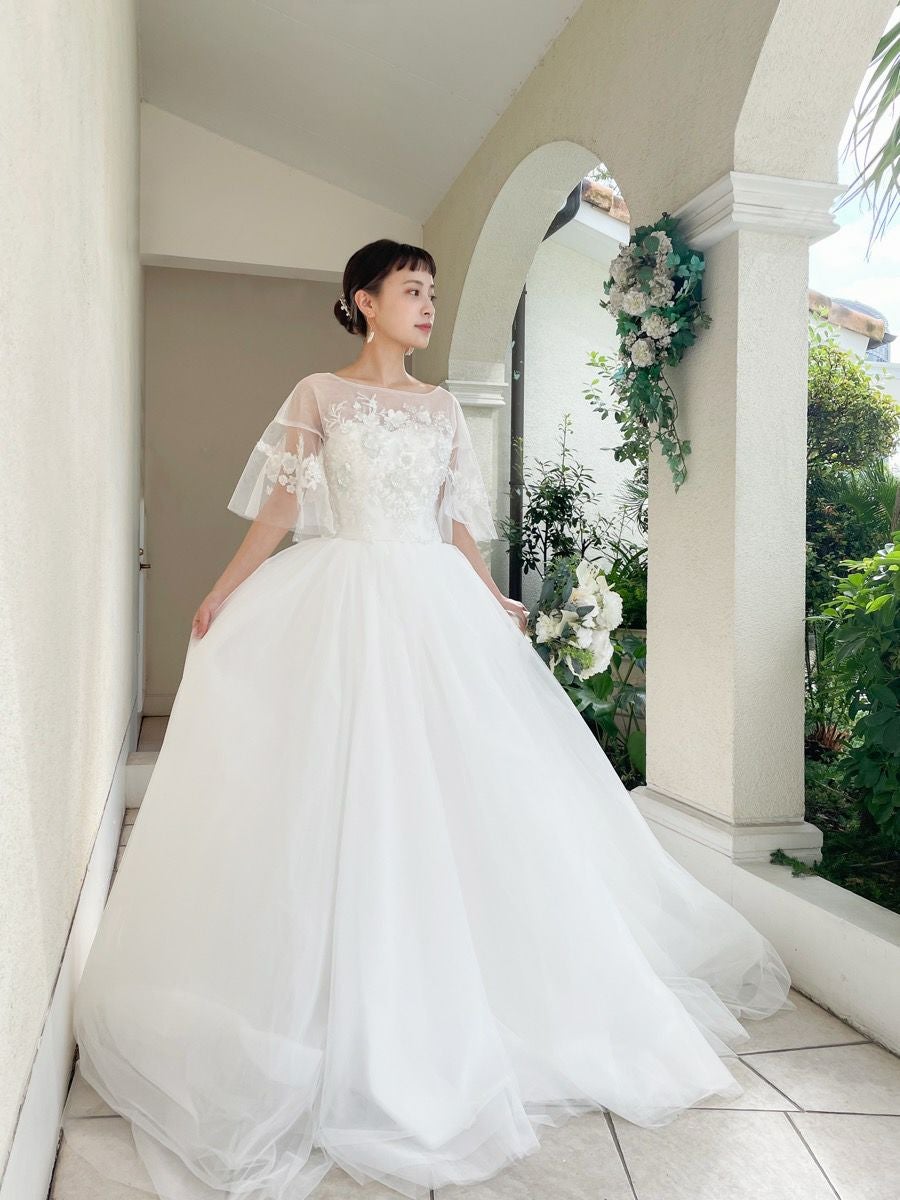 オリジナルドレス チュールドレス×フレアスリーブ〈PD-WDOR-22