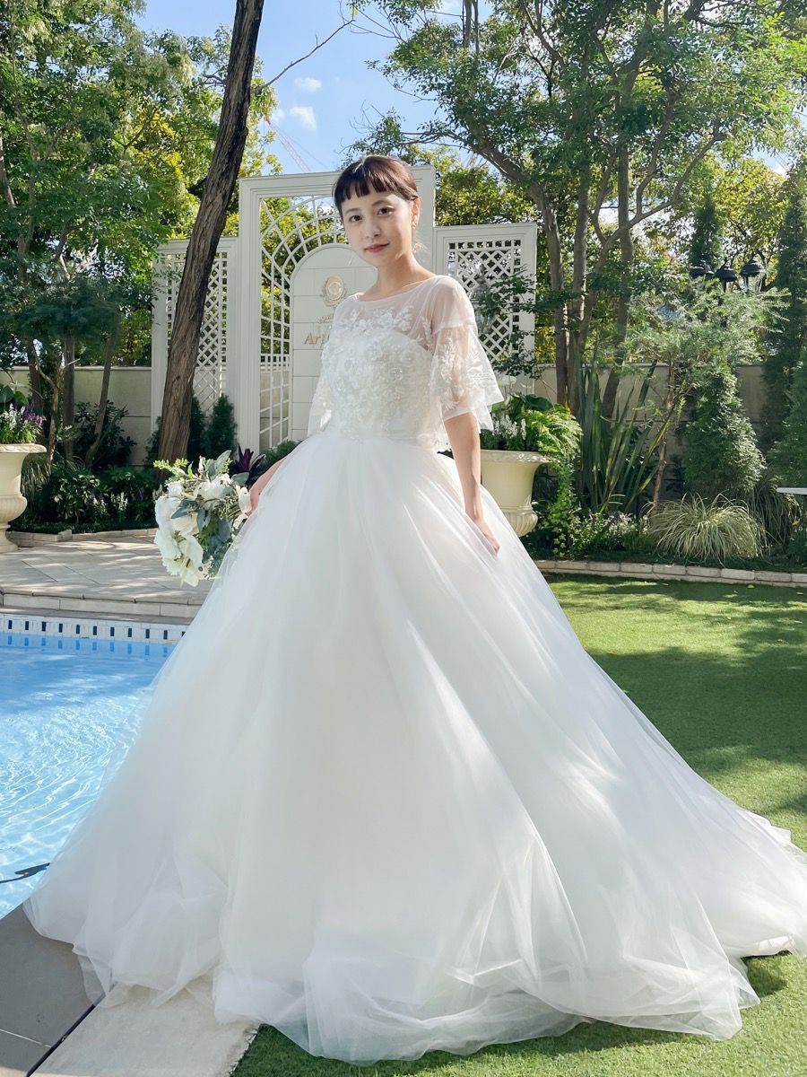 オリジナルドレス チュールドレス×フレアスリーブ〈PD-WDOR-22