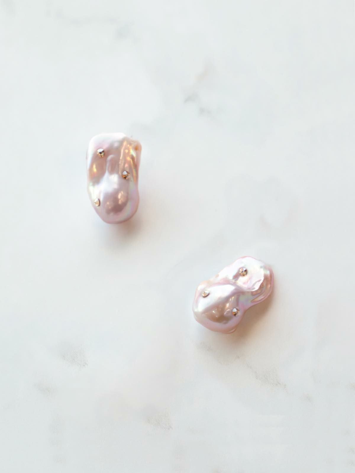 Pink Baroque Earring&Pierce -Crystal 【WDP-ER-05】 バロックパール