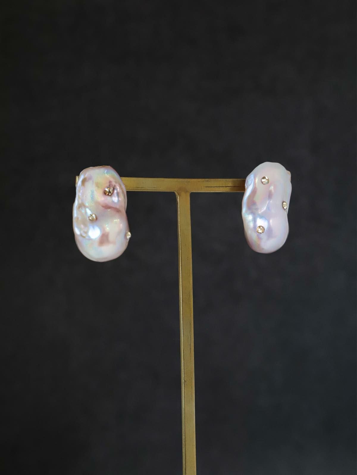 Pink Baroque Earring&Pierce -Crystal 【WDP-ER-05】 バロックパール
