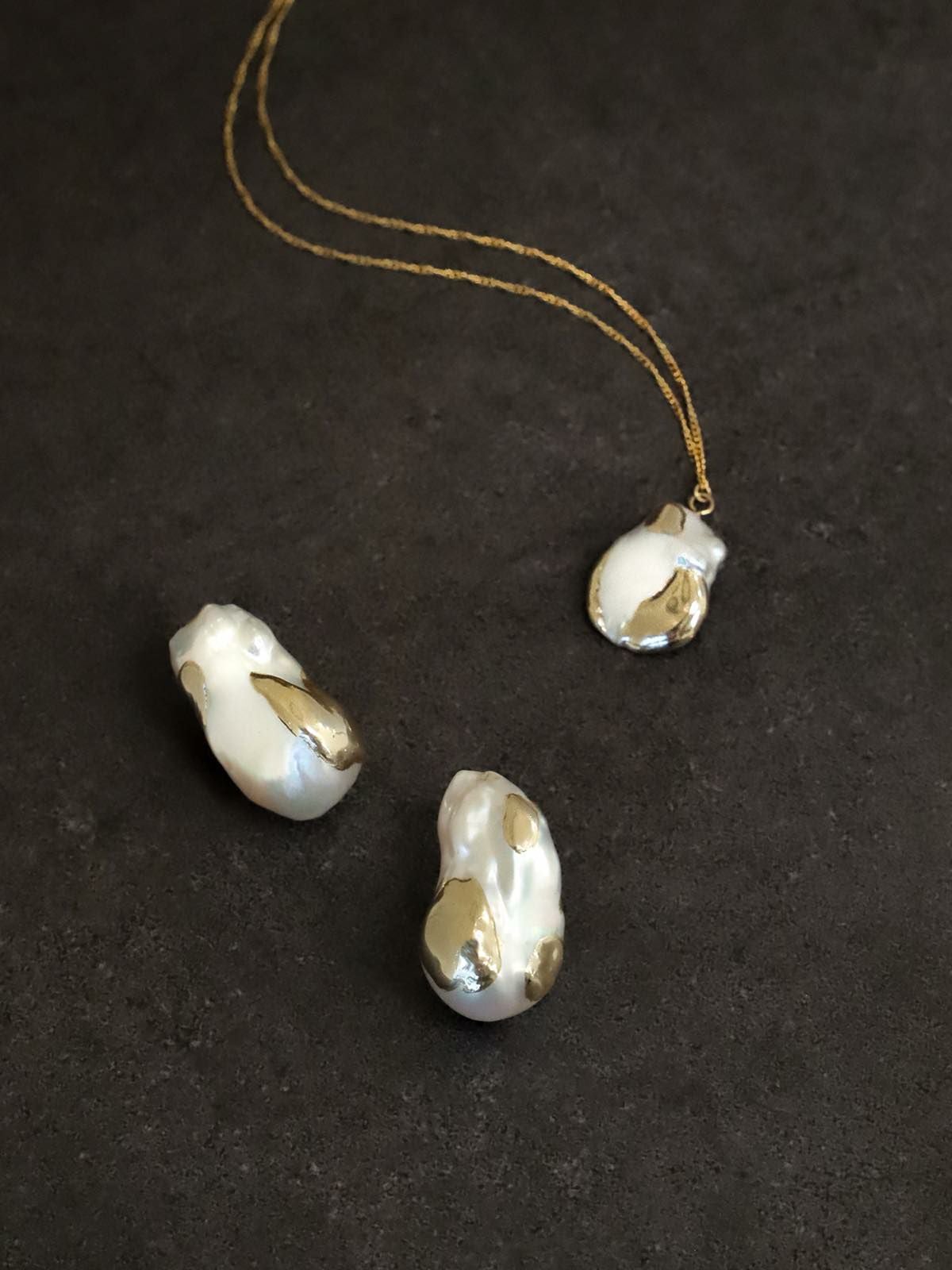 お客ページ　3点まとめ　オイスターバロックパールピアス　ペンダントトップ Baroque Pearl Ear Accessory＆Necklace 【WDP-ST-01】 バロックパール