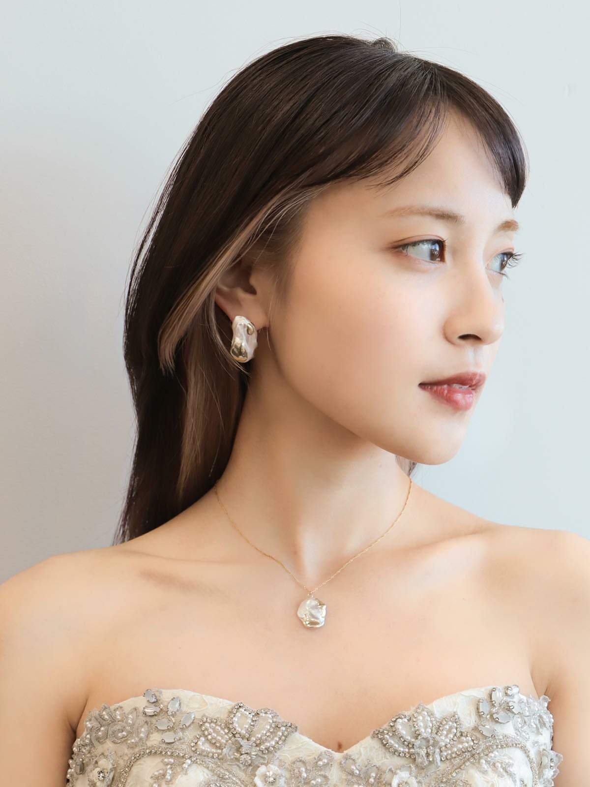 Baroque Pearl Ear Accessory＆Necklace 【WDP-ST-01】 バロックパール