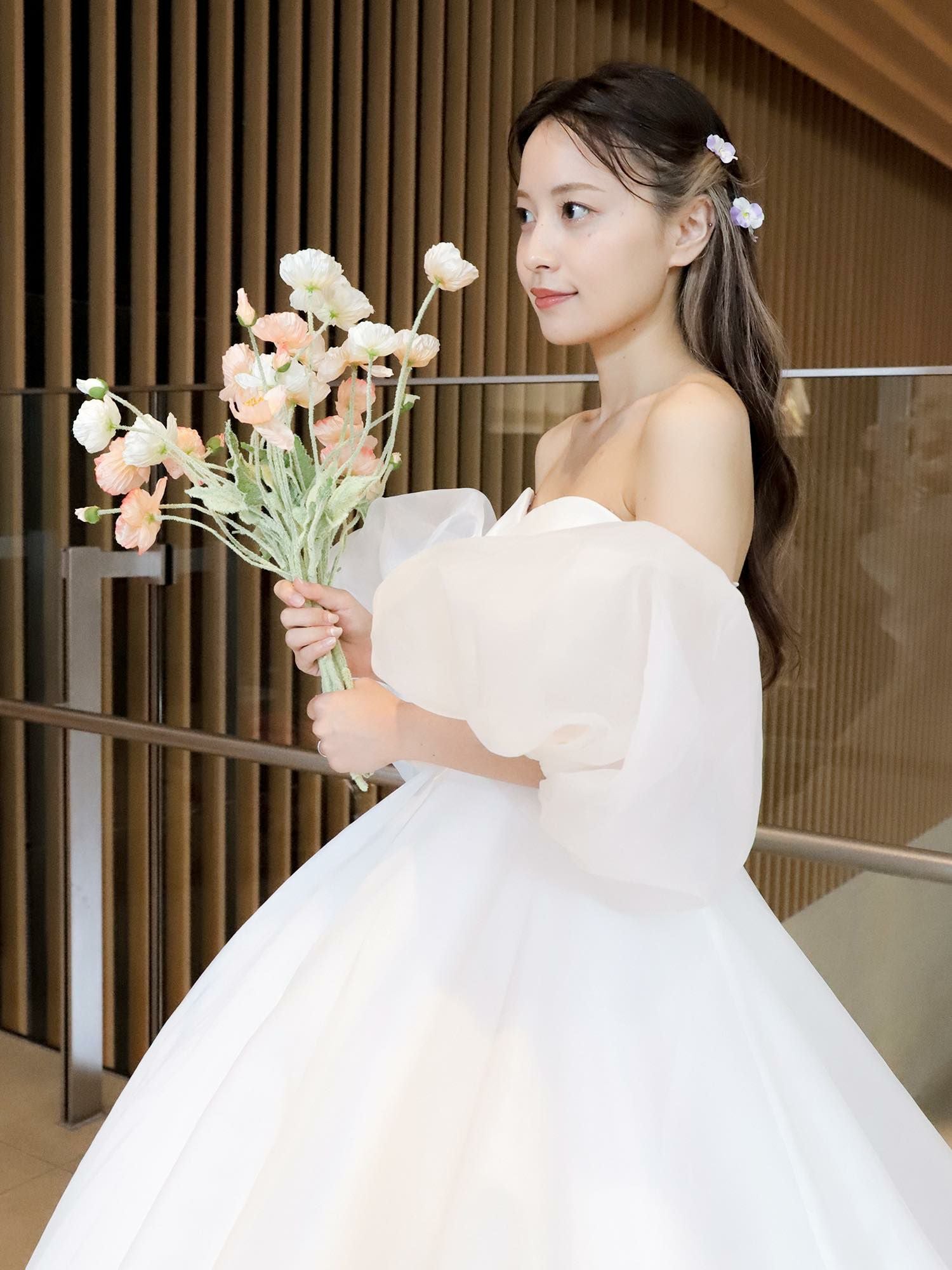 2wayボリュームパフスリーブ オーガンジードレス〈PD-WDOR-221