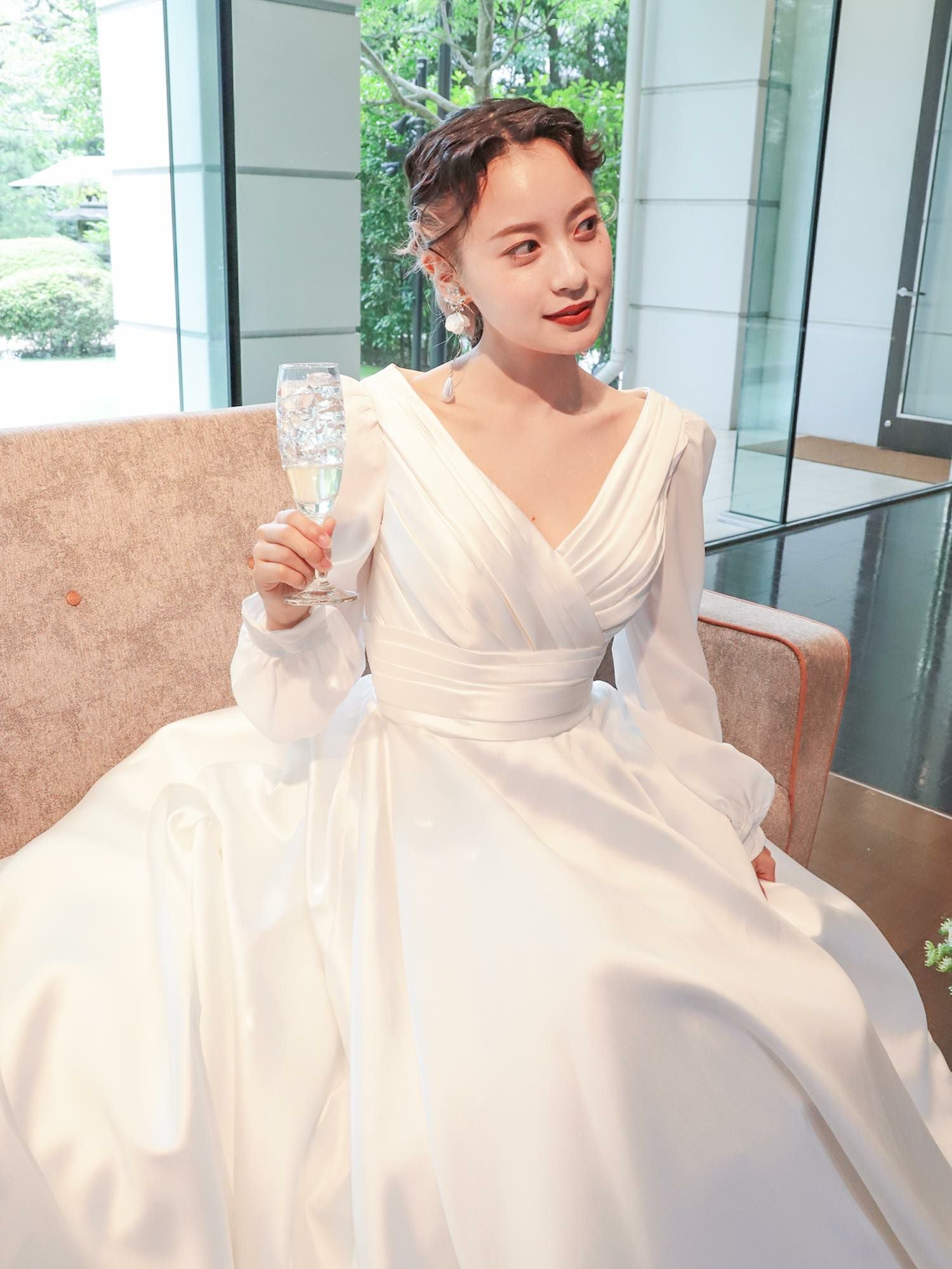 3泊4日】2wayミカドサテンドレス-ロングスリーブ〈PD-WDOR-62