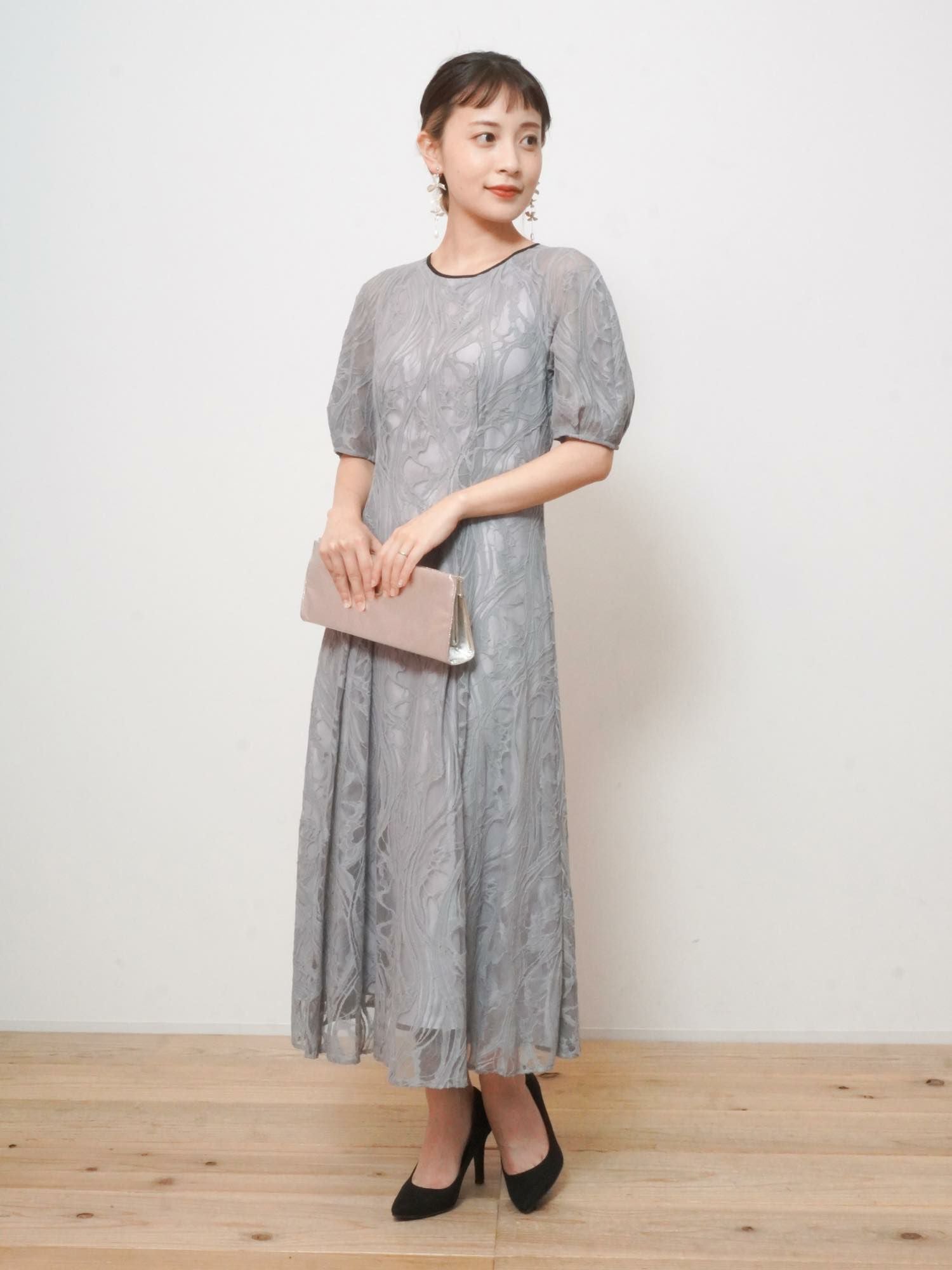 レンタル】ウエストリボン総レースフレアドレス【GD-RTL-08