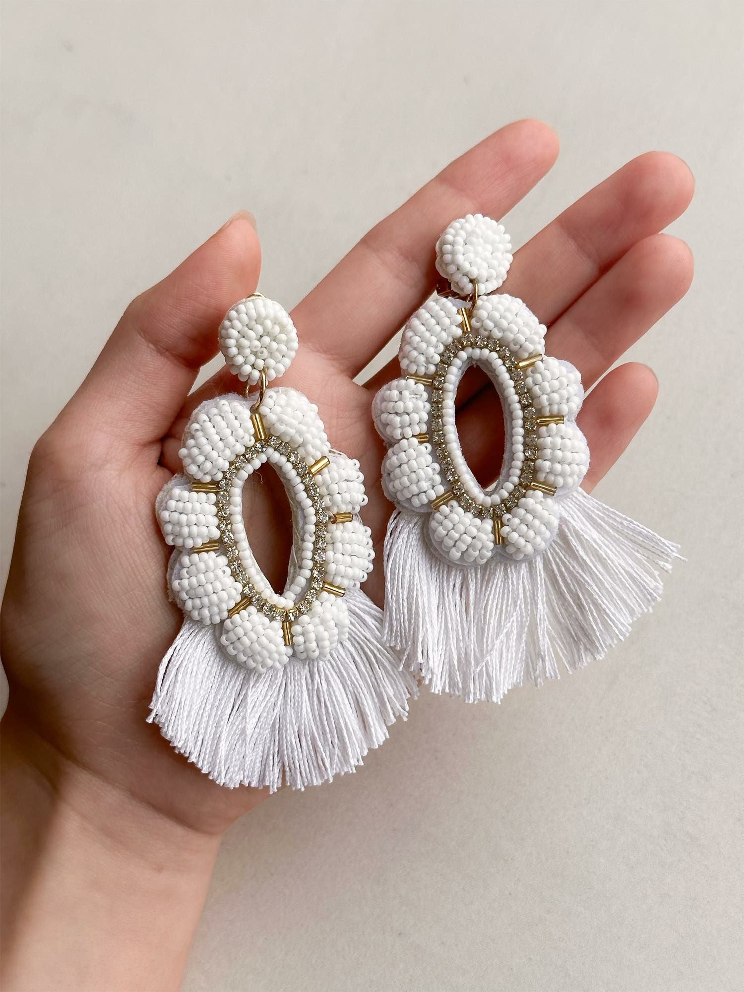 刺繍タッセル イヤリング&ピアス〈PV-COER-14〉 | DRESSY ONLINE