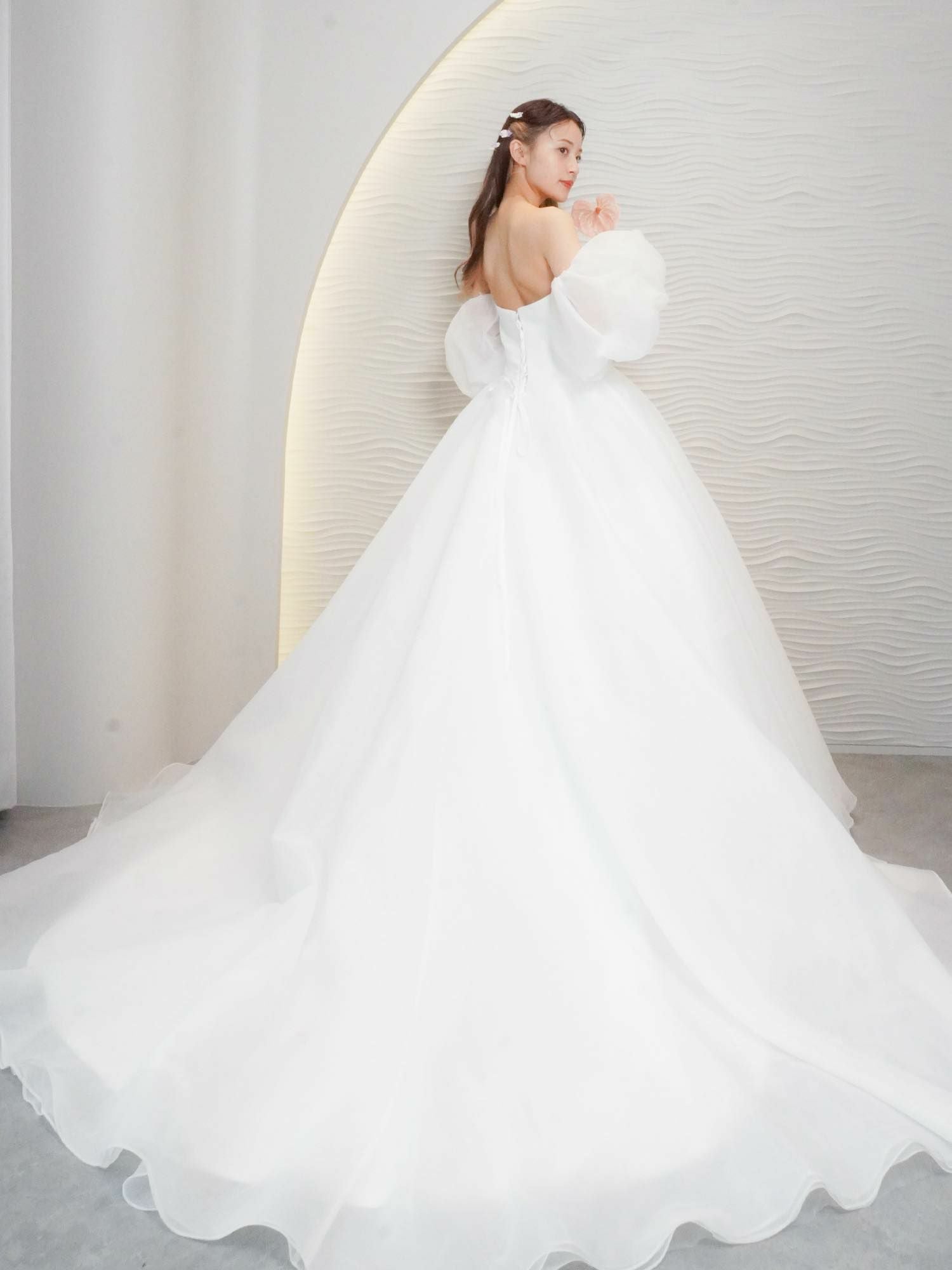 3泊4日】2wayボリュームパフスリーブ オーガンジードレス〈PD-WDOR-221