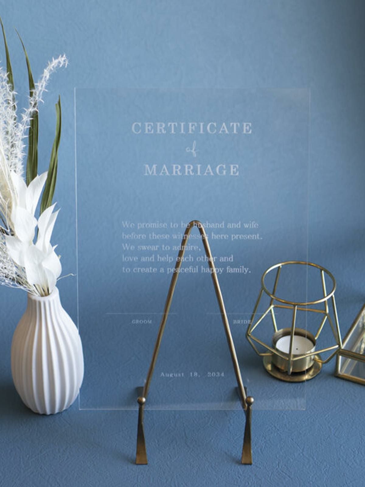 3ミリ厚の文字が消えないアクリル結婚証明書 | DRESSY ONLINE