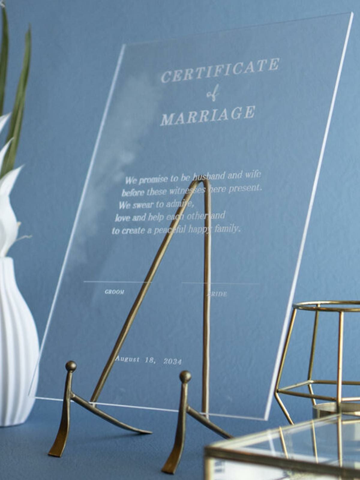 3ミリ厚の文字が消えないアクリル結婚証明書 | DRESSY ONLINE